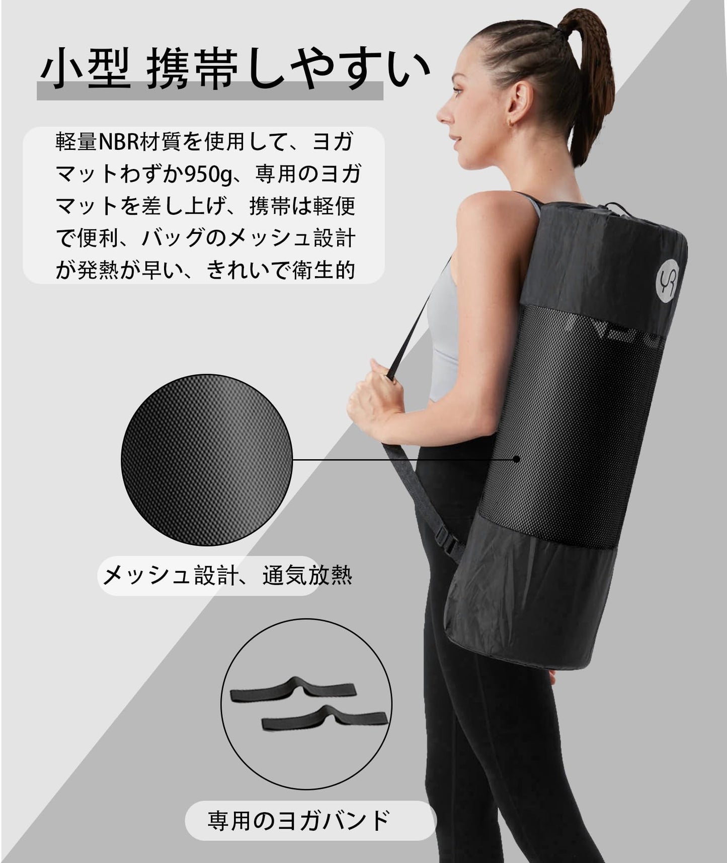 ヨガマット 15mm トレーニングマット 筋トレ エクササイズ フィットネス ピラティス 多機能 極厚 NBR素材 滑り止め 軽量 キャリーストラップ付 収納簡単