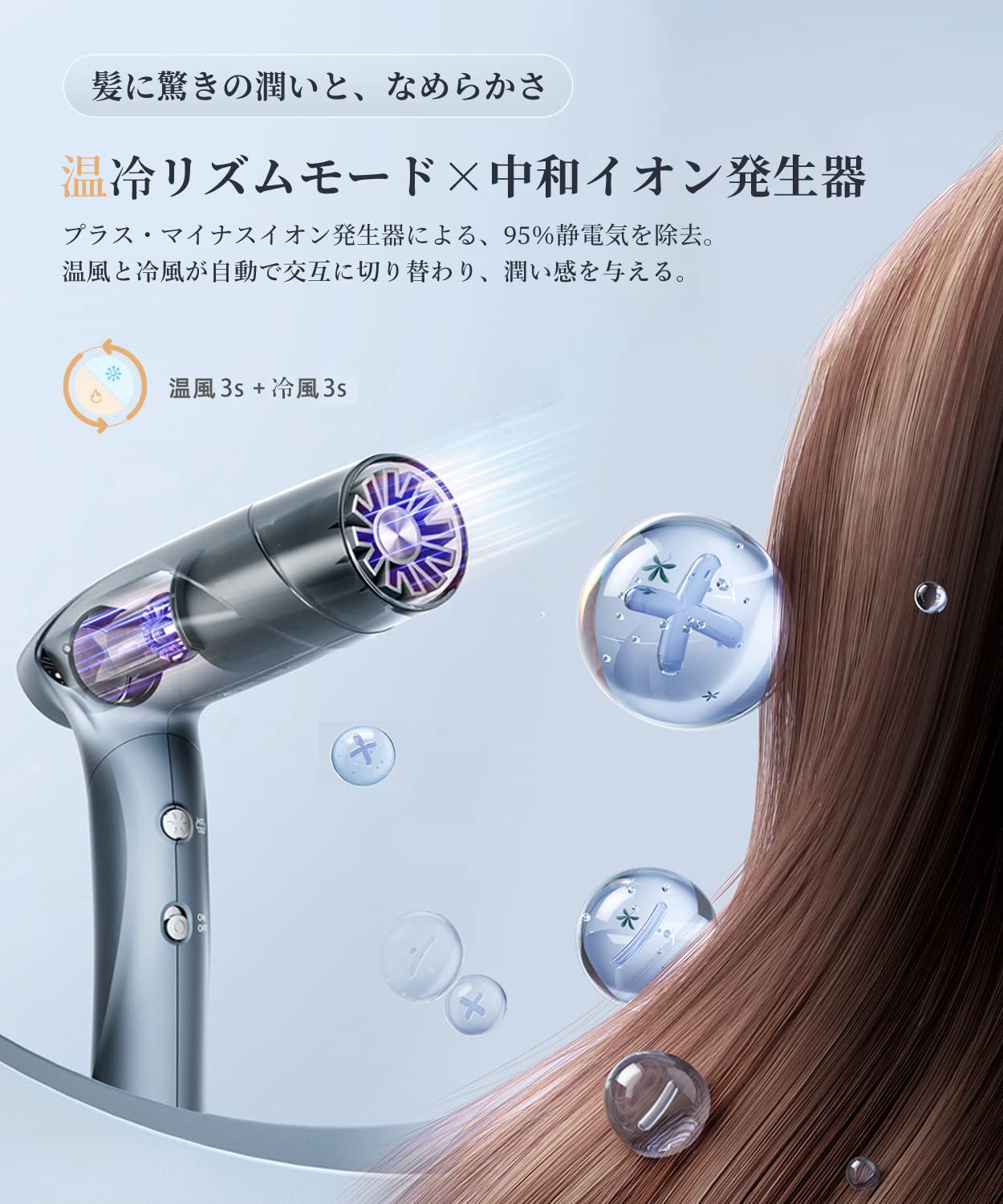 ヘアドライヤー 大風量・高風速 2023年アップグレード版 サロン級速乾ヘアドライヤー 21m/s 中和イオン搭載＆温冷リズムモードで熱ダメージ抑制 プラスマイナスイオン発生器 折りたたみ式コンパクト 高速ヘアドライヤー 家庭用 旅行 美容師用 PSE認証 コームなし
