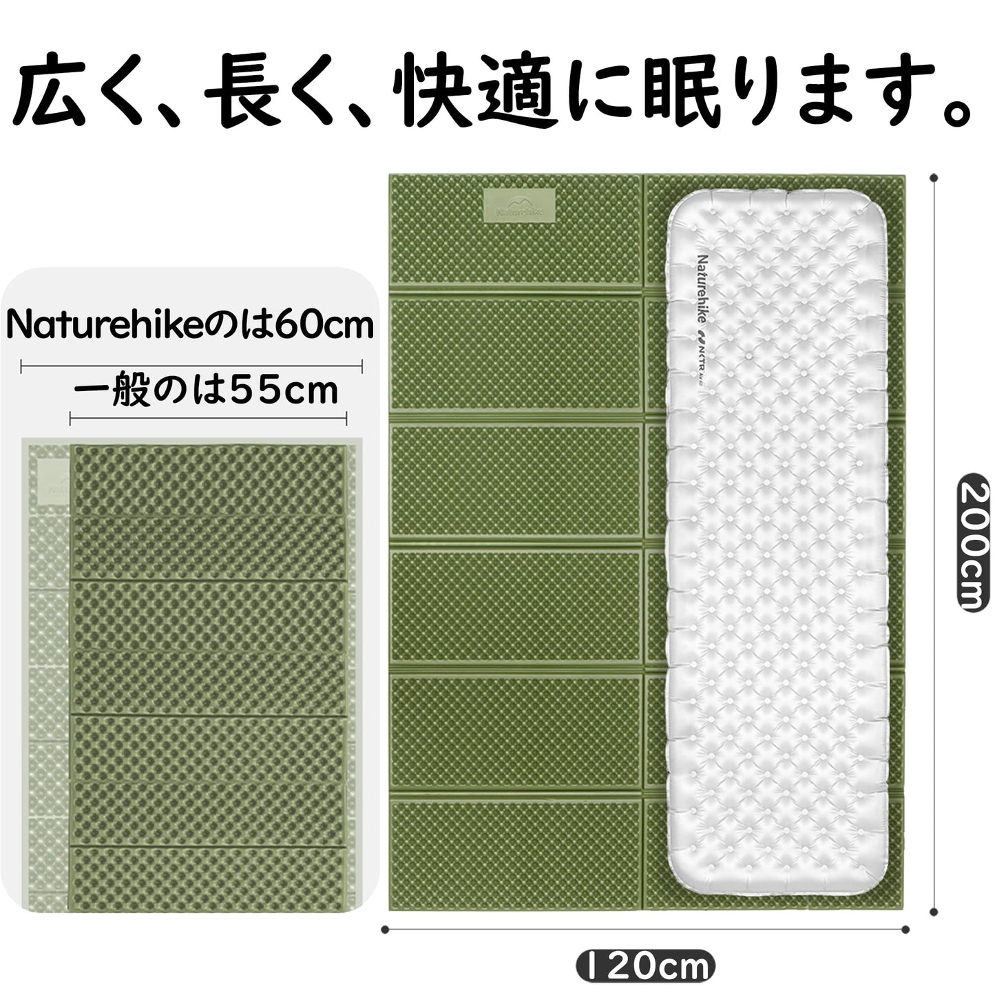 Naturehike キャンプ マット 厚さ18mm 400g超軽量 高反発 防潮防湿 シングル/ダブル 折り畳み 厚手 アウトドア コンパクト 持ち運び便利 耐久性 レジャーシート 通気 R値1.8/収納袋付き/IXPE素材 車中泊 寝袋マット ピクニック用 スリーピングマット バイク 自転車ツーリング 防災 災害