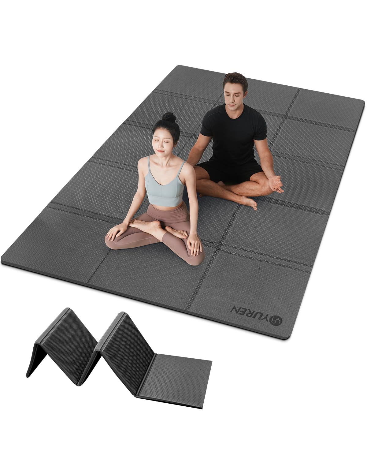 ヨガマット折りたたみ 130×200CM幅広10mm 5mm厚めTPE素材 収納バッグ付き