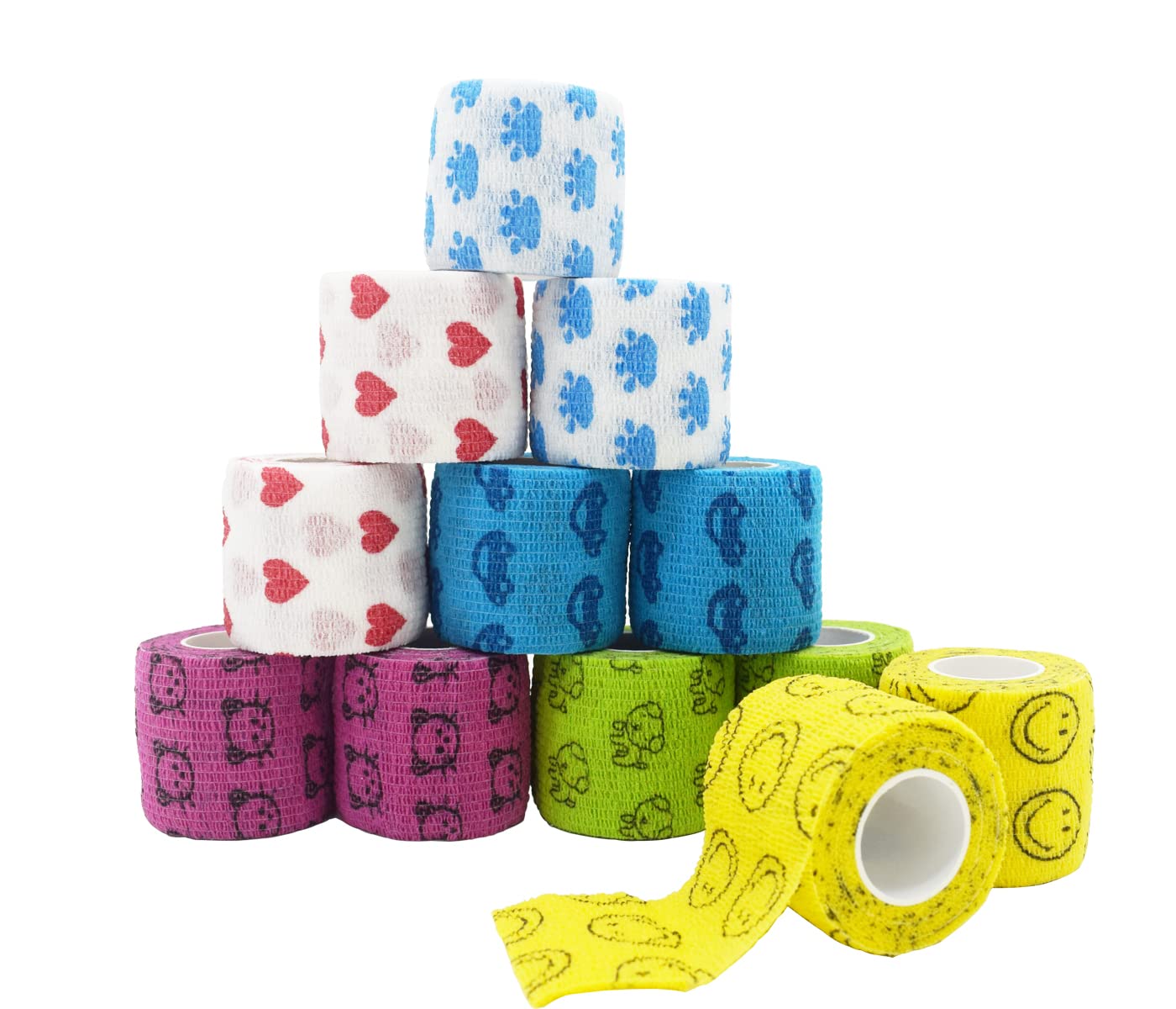 ペットフレックス 粘着包帯 自着性伸縮包帯 弾力包帯 バンテージ ペット 犬 猫 伸縮 防水 不織布 6点セット 2.5cm x 4.5m MNKT-03