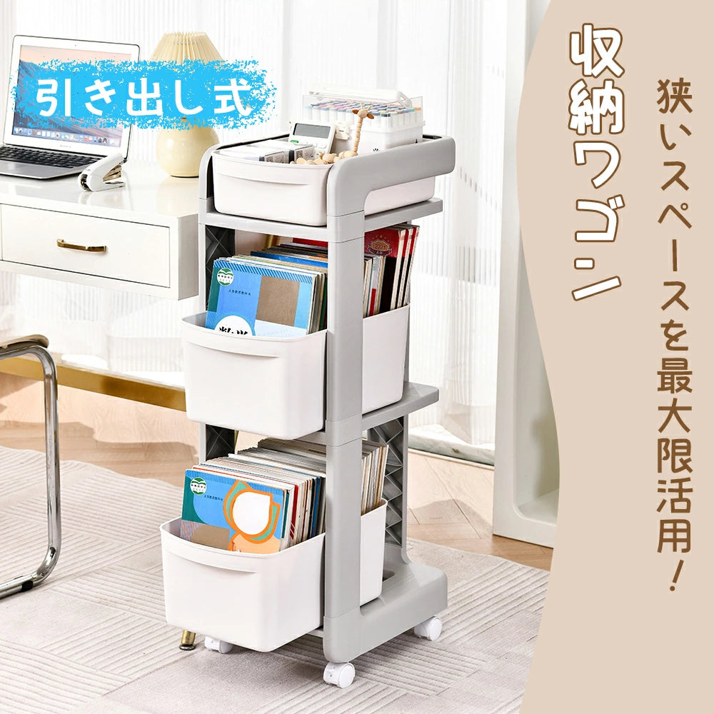 キッチンワゴン スリム キャスター付き 3段 キッチン 収納 ワゴン スチールラック キッチンラック サイドラック バスケットトローリー おもちゃ箱 オムツ入れ スチールワゴン キッチン収納 キッチン 収納