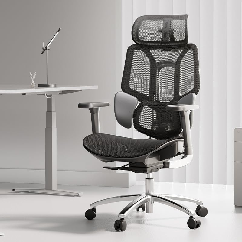 Hbada E3 Air オフィスチェア 椅子 デスクチェ 人間工学 チェア テレワーク 疲れない 人体工学椅 メッシュチェア T字背もたれ 3ゾーンランバーサポート 3Dヘッドレスト 約140度リクライニング メッシュチェア pcチェア パソコンチェア ワークチェア 事務椅子 通気性に優れ 学習用チェア OAチェア ブラック E3 (3D アームレスト・オットマンなし)