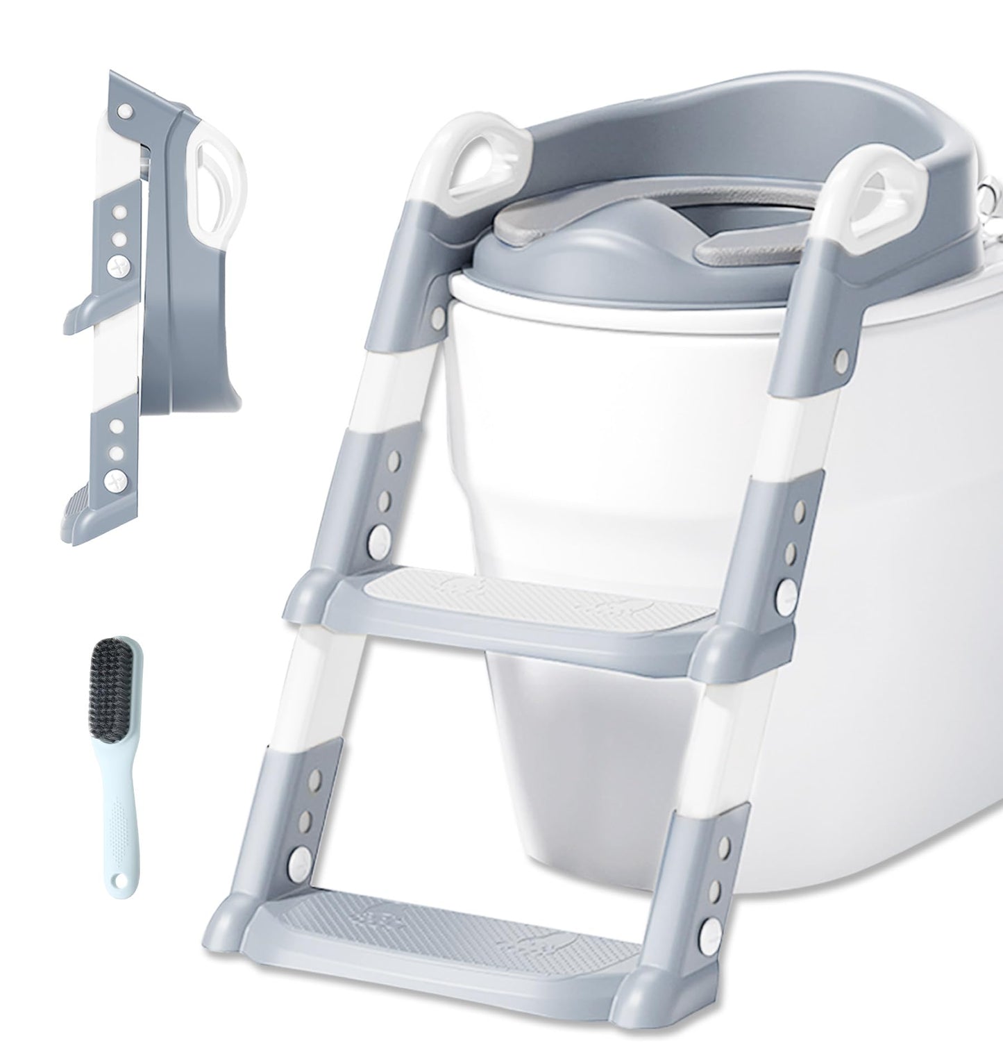TANBIN 補助便座 トイレトレーニング子供おまる トイレ踏み台 折りたたみ式設計 ６段階高さ調整 滑り止めの底デザイン 2歳以上の子供に適用 自宅トイレとの適合率98%以上【附属品：PUカバー*1、PVCカバー*1、クリーニングブラシ*1 】