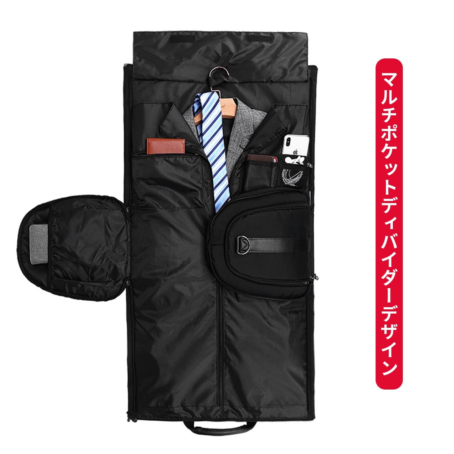 ガーメントバッグ 乾湿分離 コンバーチブル衣類バッグ 旅行用 スーツ収納/靴収納ダッフルスーツカバー 型くずれ防止ボストンバッグ 55L大容量 防水 防塵ショルダーバッグ 出張 就活 スポーツ ジム