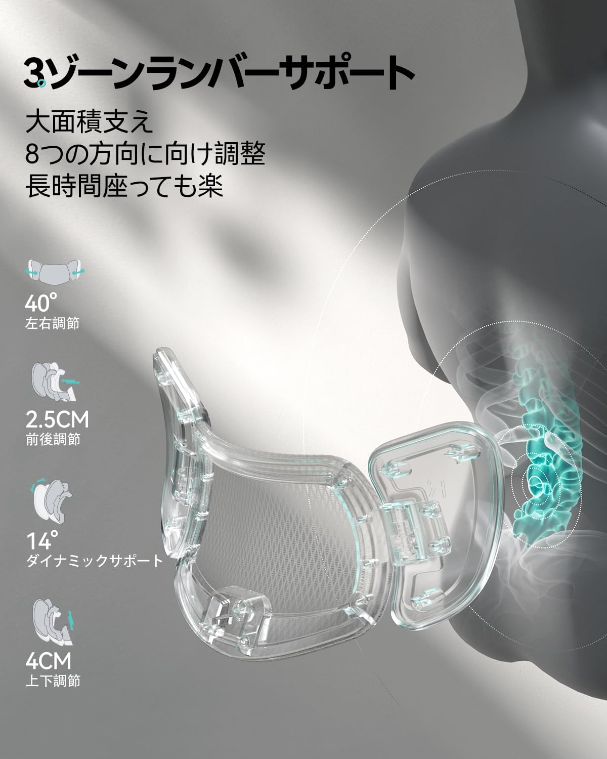 Hbada オフィスチェア デスクチェア 椅子 人間工学 2Dランバーサポート 2Dアームレスト