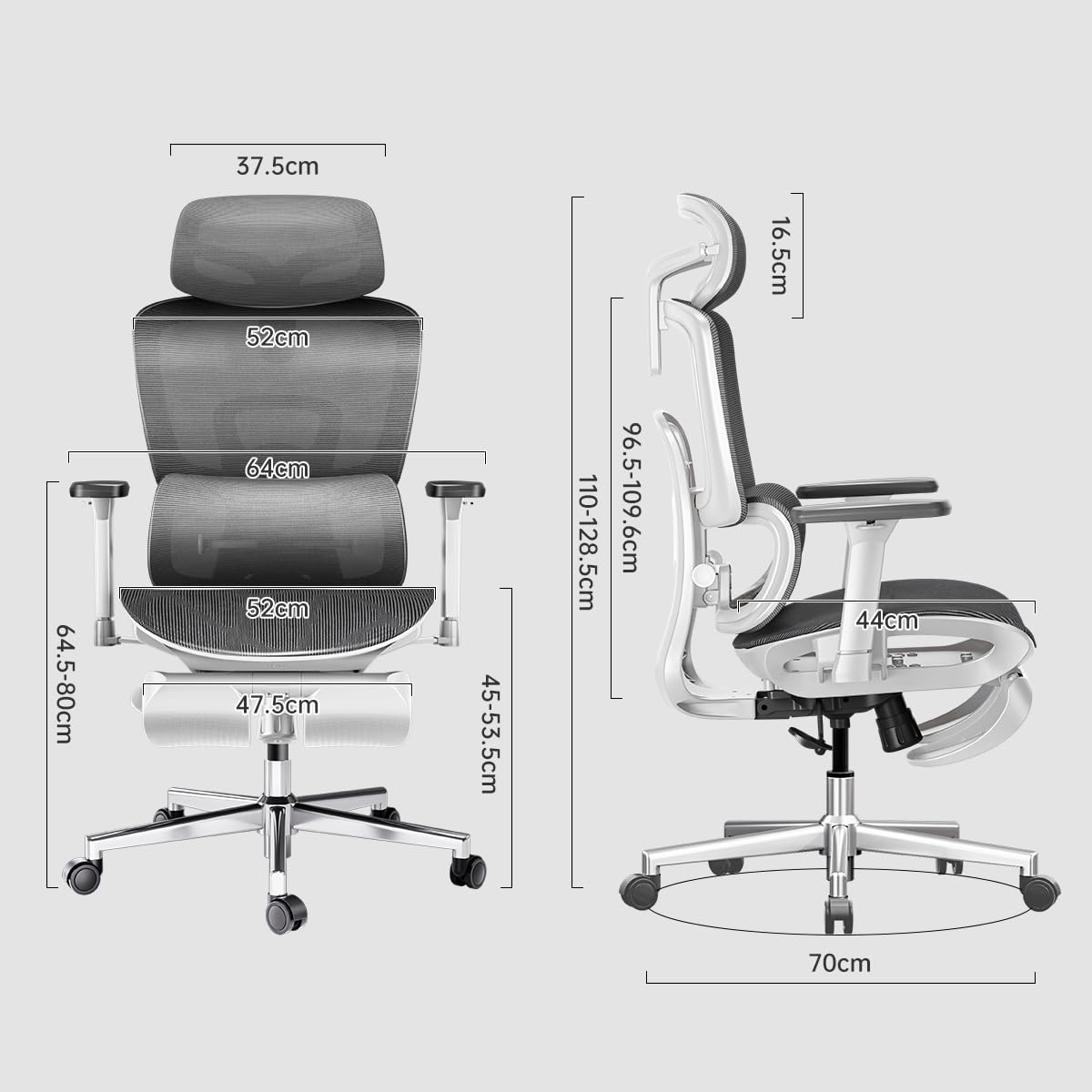 Hbada オフィスチェア デスクチェア 椅子 チェア 2Dヘッドレスト 3Dアームレスト 133°リクライニングチェア パソコンチェア 昇降背もたれ 弾力性ランバーサポート 人間工学 ハイバック メッシュ 椅子 テレワーク 疲れない 通気性 chair 360度回転 いす ワークチェア 座面昇降 pcチェア 腰痛 椅子 社長椅子 鋼製ベース 静音PUキャスター E208 ホワイト