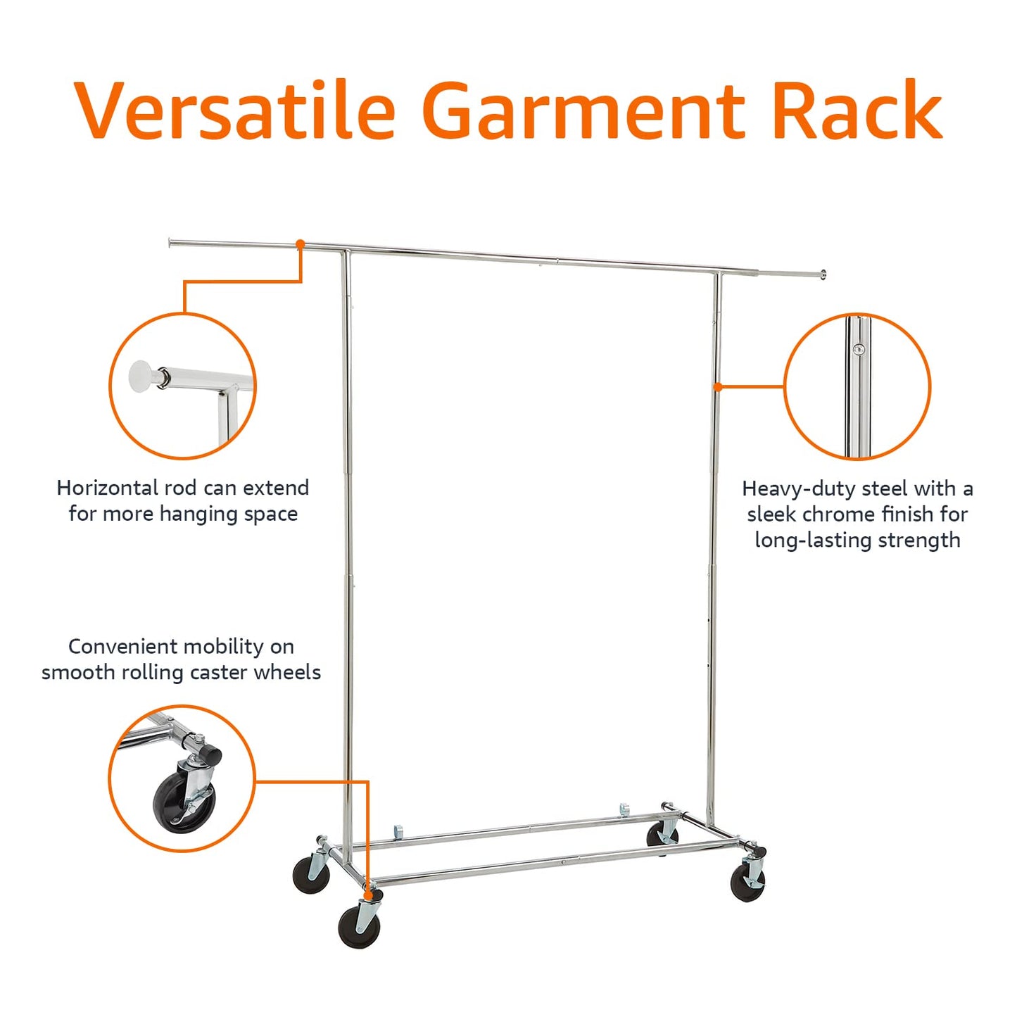 ベーシック ハンガーラック 衣類用 キャスター付き 金属製 シルバー