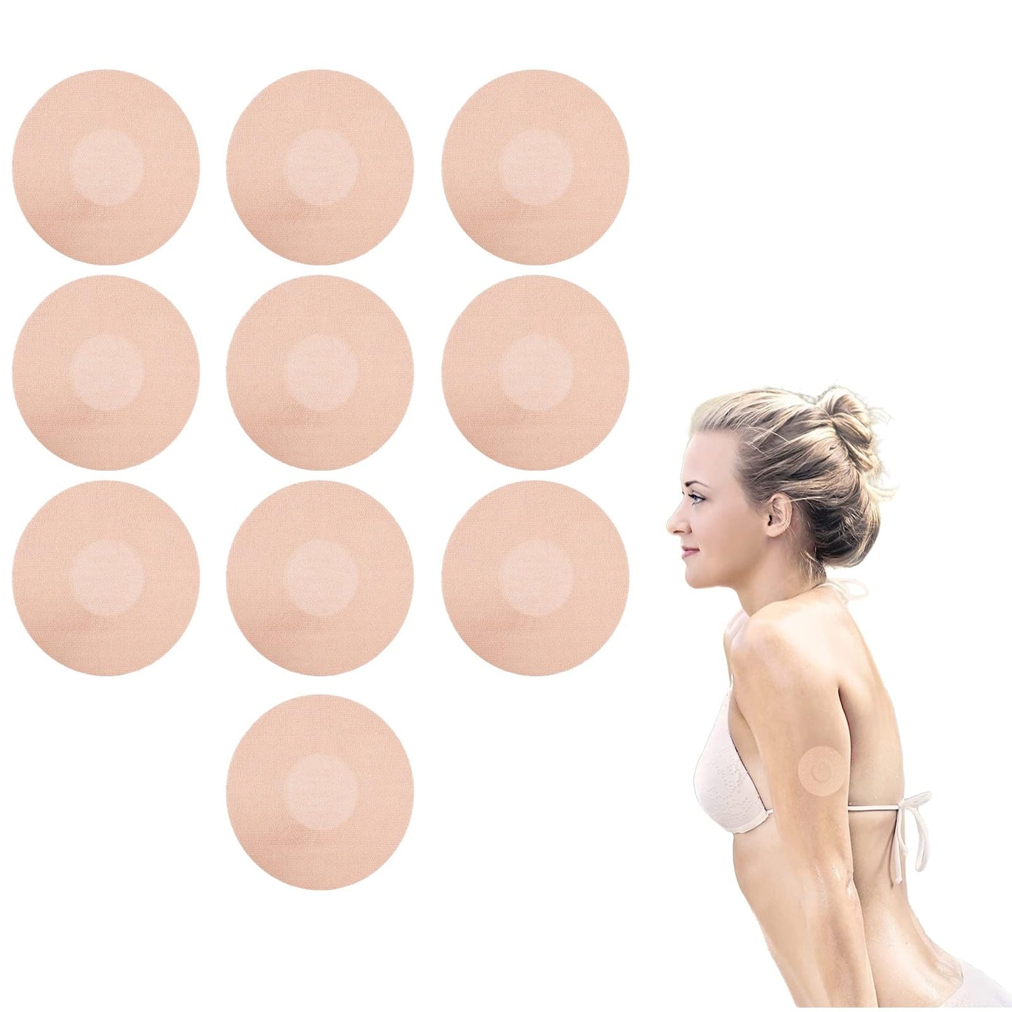 リブレセンサー 粘着パッチ 【 保護 固定粘着】 防水リブレセンサーパッチ 防汗速乾技術 固定粘着パッチ ランニング、ウォーキング、水泳、入浴に適用 (直径7.2cm 10個)