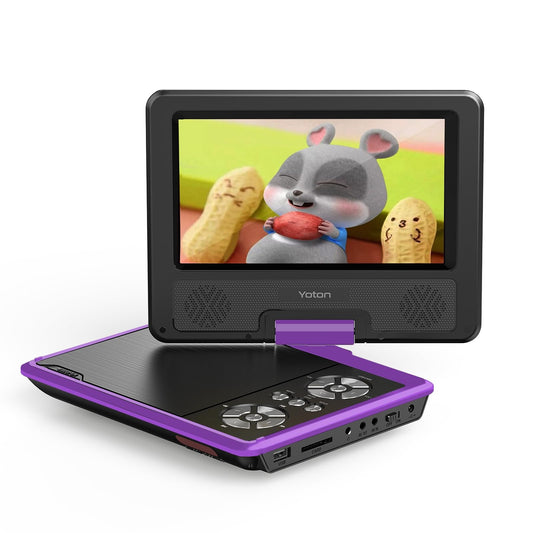 ポータブルDVDプレーヤー、7.5インチ回転ディスプレイ搭載、車載・子供向け、バッテリー内蔵で4〜6時間の連続使用が可能、ヘッドフォン端子、AV-IN/AV-OUT/USB/SDカード対応