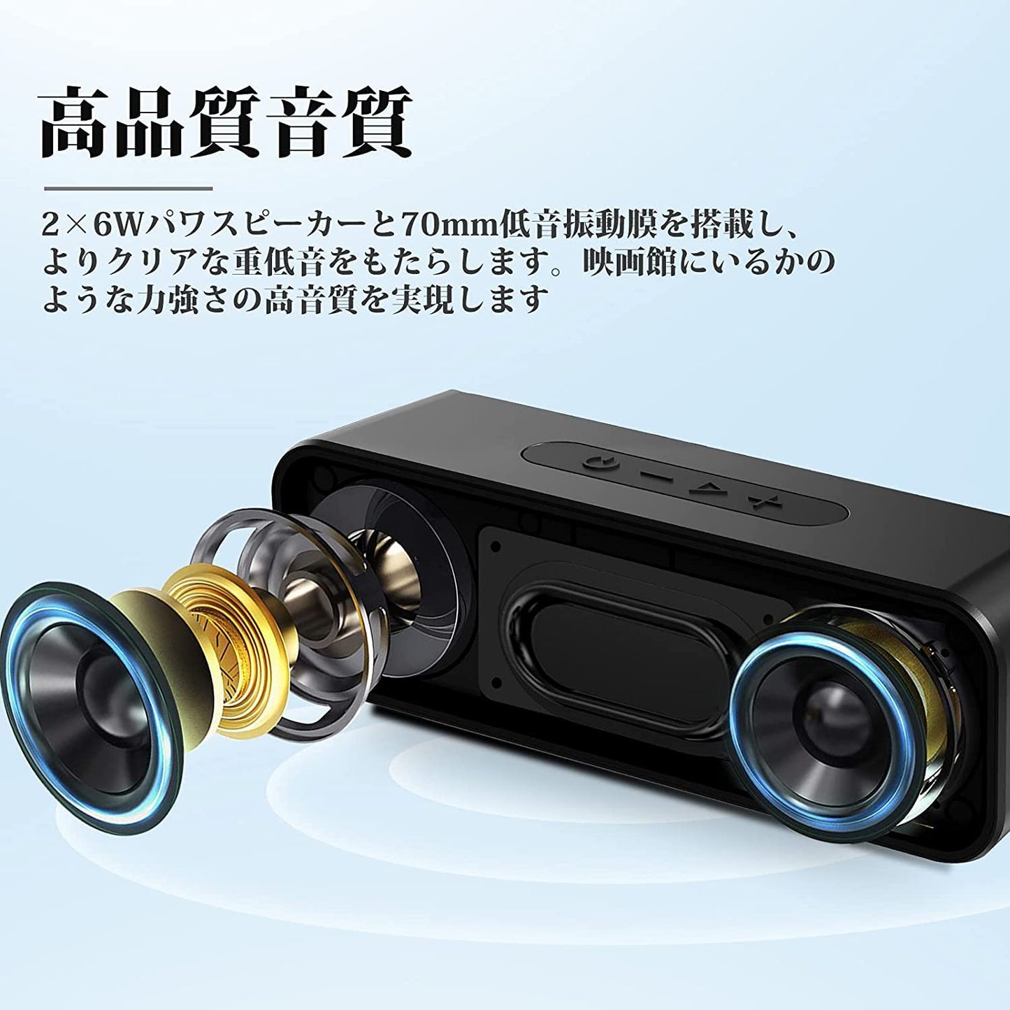 スピーカー ブルートゥーススピーカー IPX7防水 ワイヤレススピーカー TWS対応 ポータブル モバイル Bluetooth5.0 /TFカード/AUX対応/マイク内蔵 USB Type-C充電 ハンズフリー通話