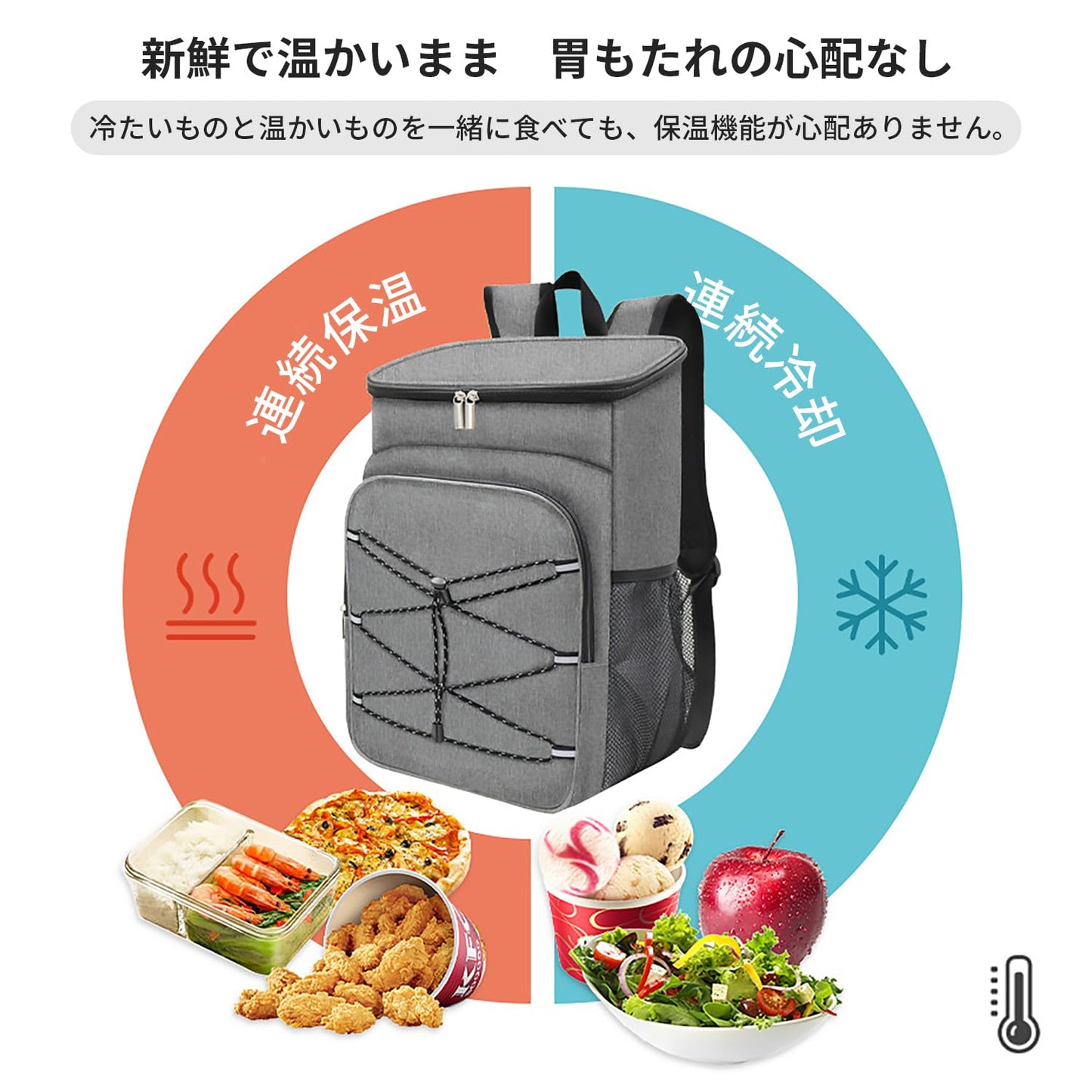 保温バックパック 大容量オックスフォード布保温・隔熱・保冷バッグ ランチバッグ 防水デザイン 弁当箱 容器 アウトドア作業用バックパック バックパック 防漏保冷バック 旅行・キャンピング用 ランチ収納バッグ