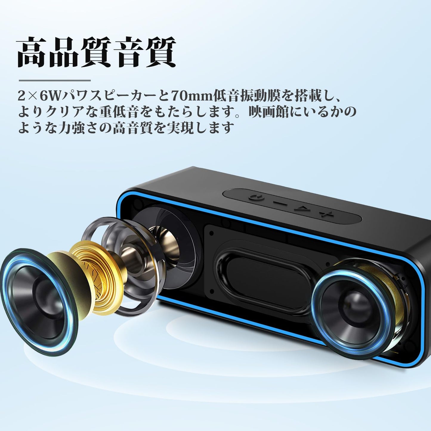 スピーカー ワイヤレススピーカー IPX7防水 風呂 ステレオ ブルートゥーススピーカー ポータブルスピーカー 内蔵マイク TWS機能で二台接続可能