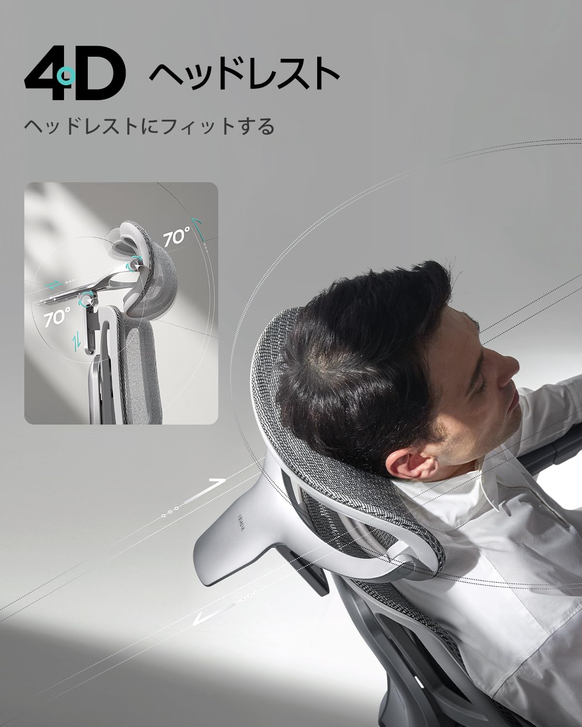 Hbada E3 Pro オフィスチェア 椅子 デスクチェ 人間工学 チェア テレワーク 疲れない 人体工学椅 メッシュチェア T字背もたれ 3ゾーンランバーサポート 4Dヘッドレスト 6Dアームレスト 約140度リクライニング メッシュチェア pcチェア パソコンチェア ワークチェア 事務椅子 通気性に優れ 学習用チェア OAチェアホワイト （ 6Dアームレスト オットマン有り）