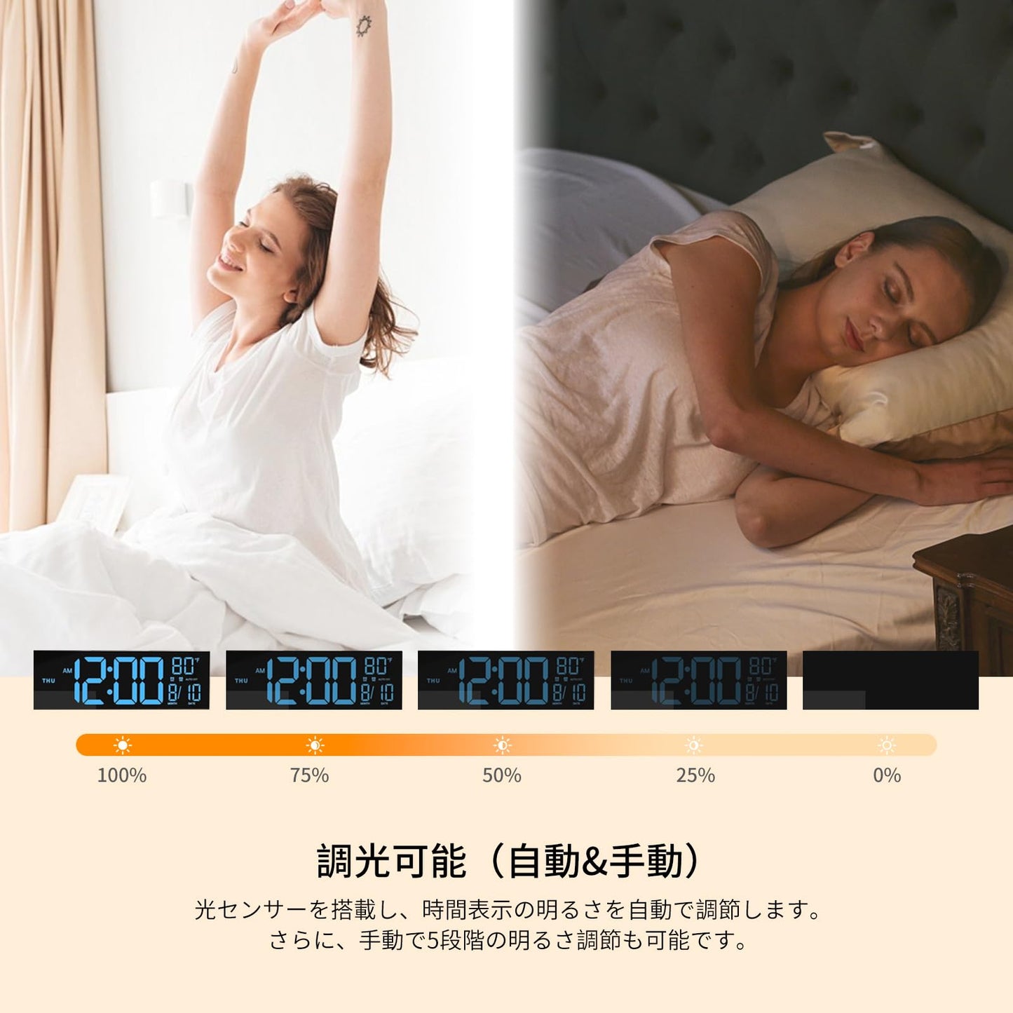 デジタル時計 壁掛け 大型 目覚まし時計 フルカラーLEDディスプレイ 16.2 インチ ライト付き リモコン付き LED時計 明るさ調節 光センサー 週末/平日のアラーム タイマー 大画面 置き掛け兼用 気温/日付表示 12H/24H 多機能 静音 USB給電 リビングルーム/オフィス/教室/ジムに最適