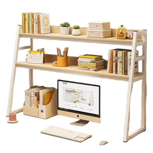 机上 デスク上置棚 2段 卓上 机上台 机上本棚 収納棚 ストレージ本棚 台形設計 卓上収納 物置ラック スリム 小物雑品収納ラック おしゃれ 文房具 整理棚 組立簡単 幅75cm