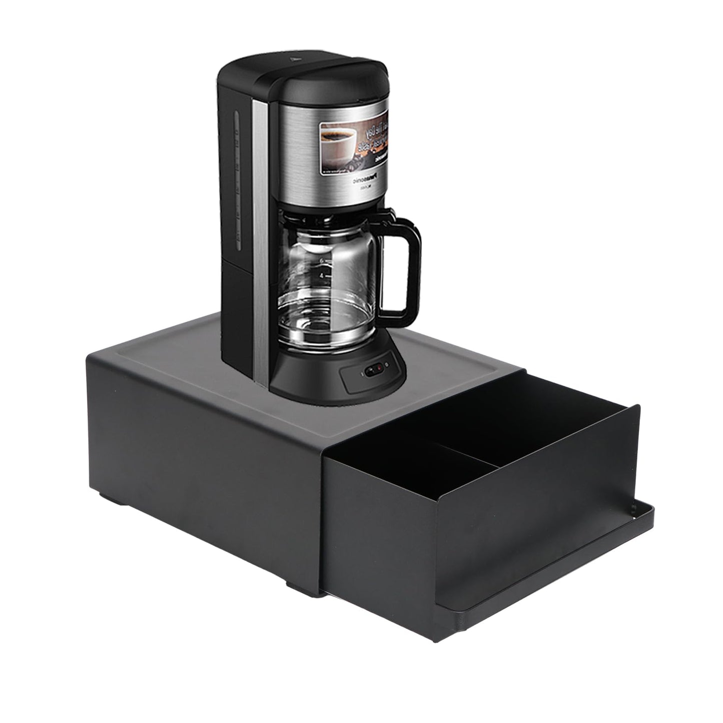 SmartMaster 引き出し付き キッチン 家電ラック ツーウェイ W22.5*H27.5*D11.5CM キッチン キッチン家電下引出し メタルラック キッチン収納 たんそこう ブラック スライド棚 小物収納 紅茶パック収納 コーヒーマシンポット小型電化製品 収納用