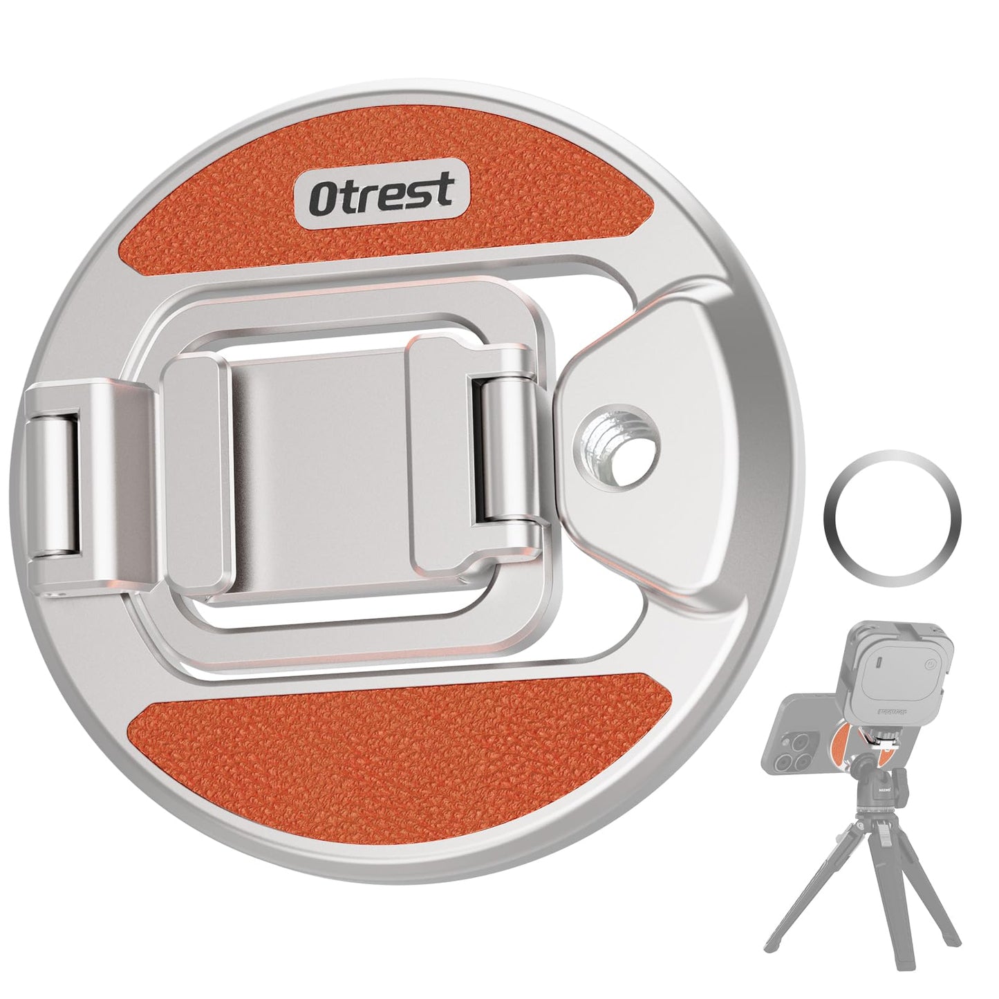 マグネット式三脚マウントアダプター 折りたたみ式コールドシューと1/4インチネジと粘着メタルリング MagSafe iPhone 16 Pro Max 15 14 13 12 対応 ビデオ撮影/自撮り棒/リングライト用 PA-02