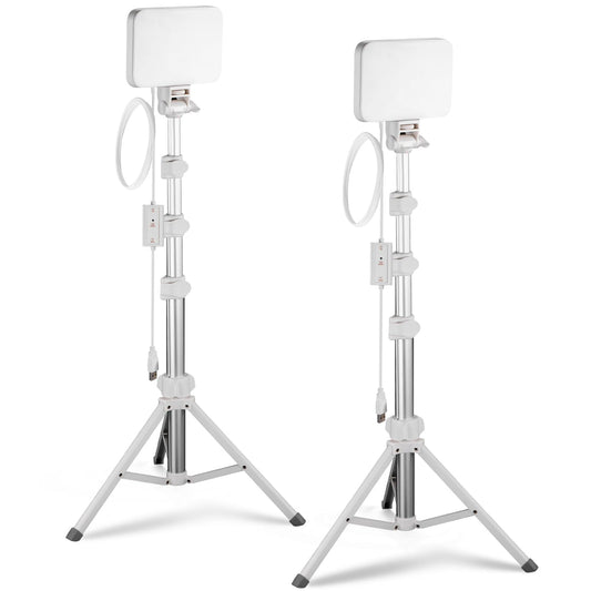 LEDビデオライトパネルライト 2セット デュアルカラー調光可能 小型ポータブル スタンドとフィルター付き USB 3200K~5600K CRI 95 750lux 撮影ライト 女優ライト 照明スタジオライト 写真撮影/ビデオ/ライブ放送 ホワイト