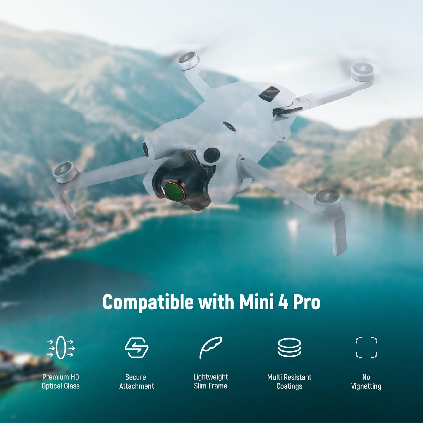 フィルターセット コンパチブル Mini 4 Pro 4枚入り ND16/ND64/ND256/CPL ねじ込み式 円偏光フィルター 減光フィルター マルチコート HD光学ガラス ドローンレンズアクセサリー+2枚クリーニングクロス