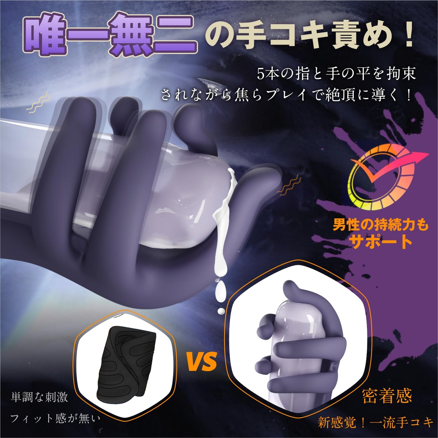 亀頭バイブレーター【ハンドマニア必見！ゴッドハンド マ〇コ】5本指 10種類の超衝撃シカゴ技 人気 電動 ソフト素材 完全防水 水洗い可能 マグネット充電式 大人用品