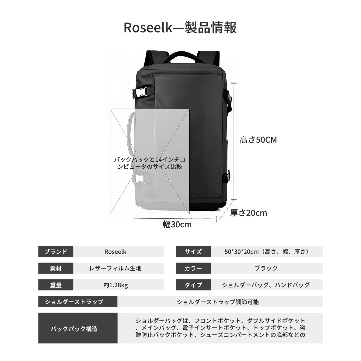 ビジネスリュック 30L大容量トラベル リュックサック 撥水生地 ジッパー スクエアバックパック 15.6インチPC対応 機内持ち込み 乾湿分離 シューズ収納 USB充電ポート付き 多機能3WAYリュックサック 通勤 通学 出張 人気 耐衝撃 おしゃれ 男女兼用