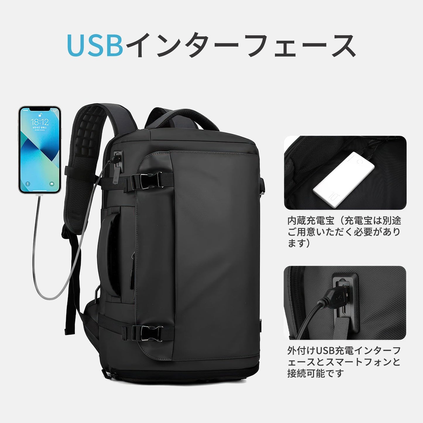 ビジネスリュック 30L大容量トラベル リュックサック 撥水生地 ジッパー スクエアバックパック 15.6インチPC対応 機内持ち込み 乾湿分離 シューズ収納 USB充電ポート付き 多機能3WAYリュックサック 通勤 通学 出張 人気 耐衝撃 おしゃれ 男女兼用