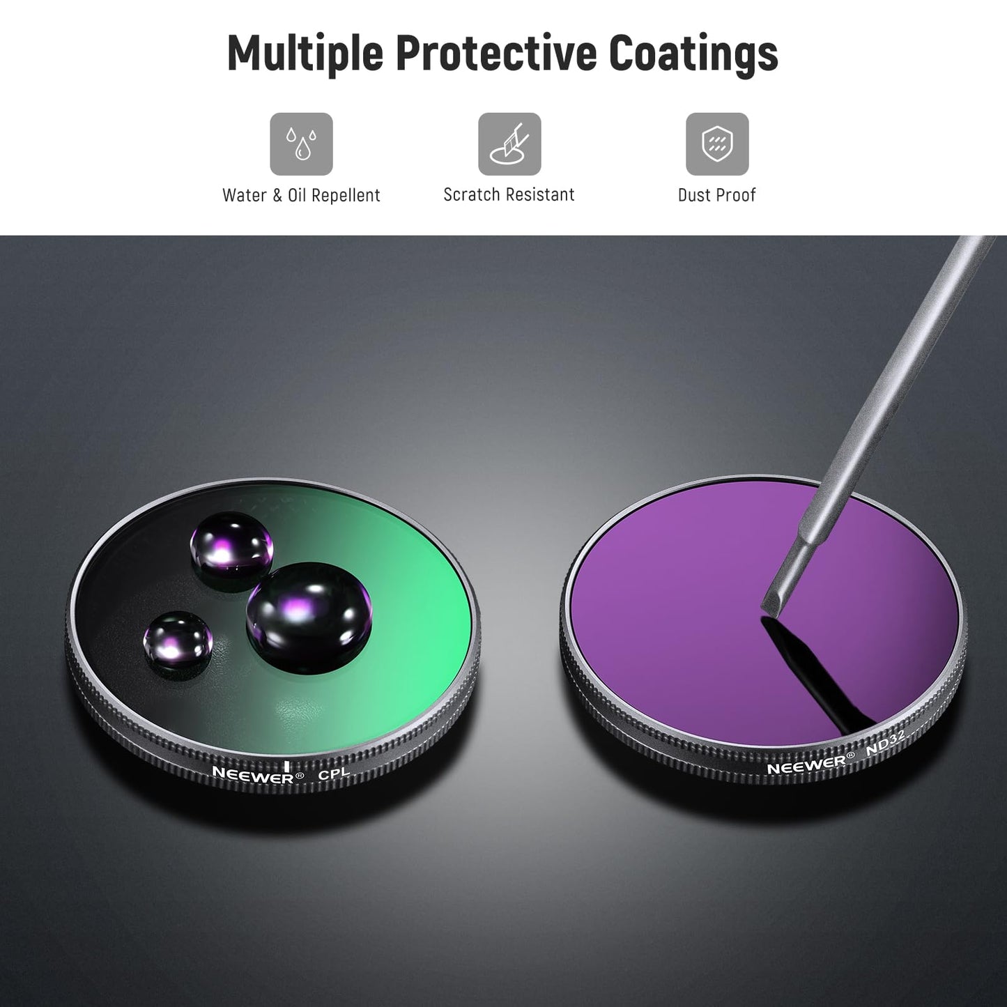 フィルターセット 4枚入り コンパチブル Action 5 Pro/4/3 スナップオン式 ND8/ND16/ND32/CPL マルチコートHD光学ガラス 減光フィルター 偏光フィルター アクションカメラレンズアクセサリー クリーニングクロス2枚付き 円偏光フィルター POV撮影用