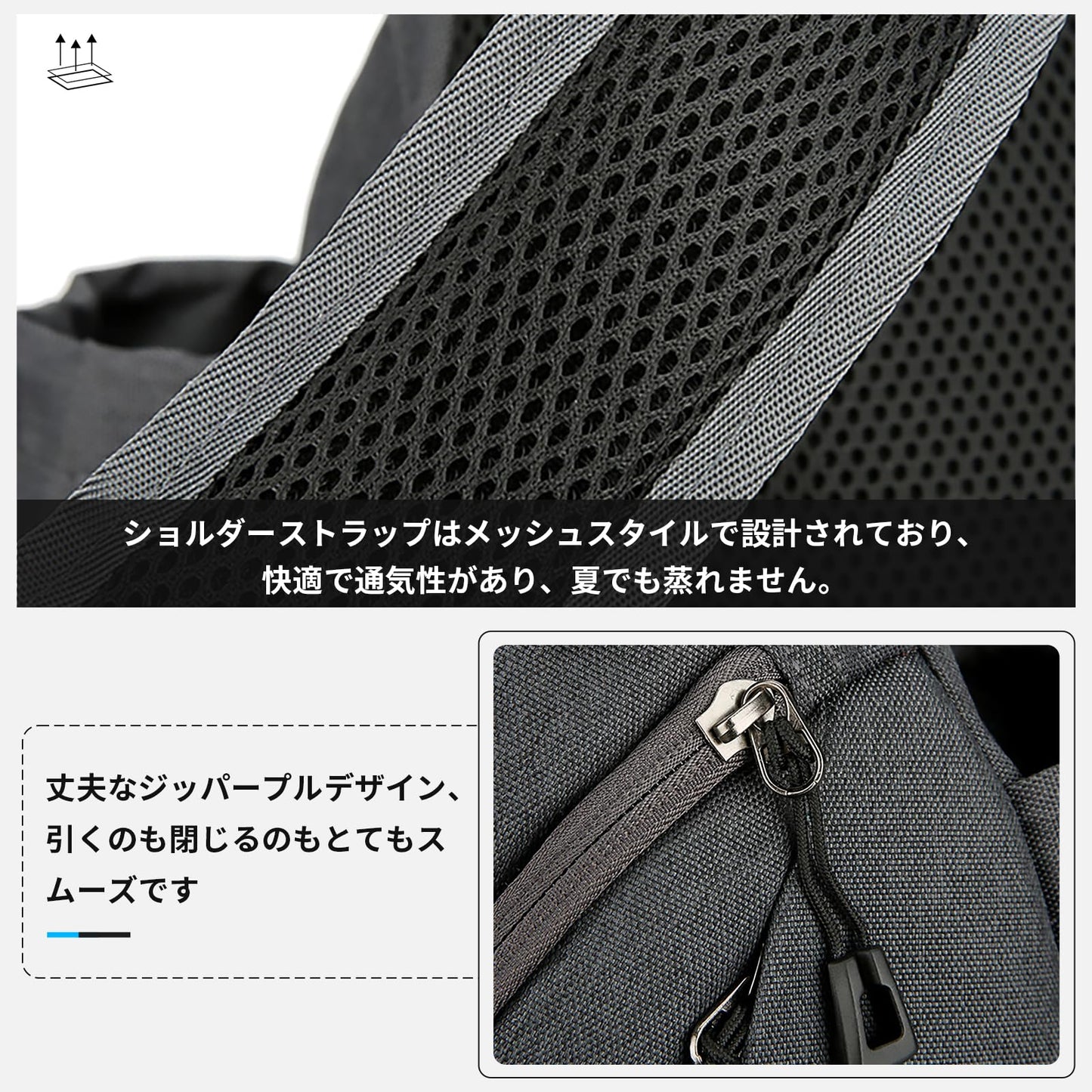 ボディバッグ ワンショルダーバッグ メンズ 軽量 斜め掛け 肩掛けバッグ コンパクト シンプル ショルダー付替え可能 スポーツ カジュアル リュック ヘッドフォンスロットとUSB付き