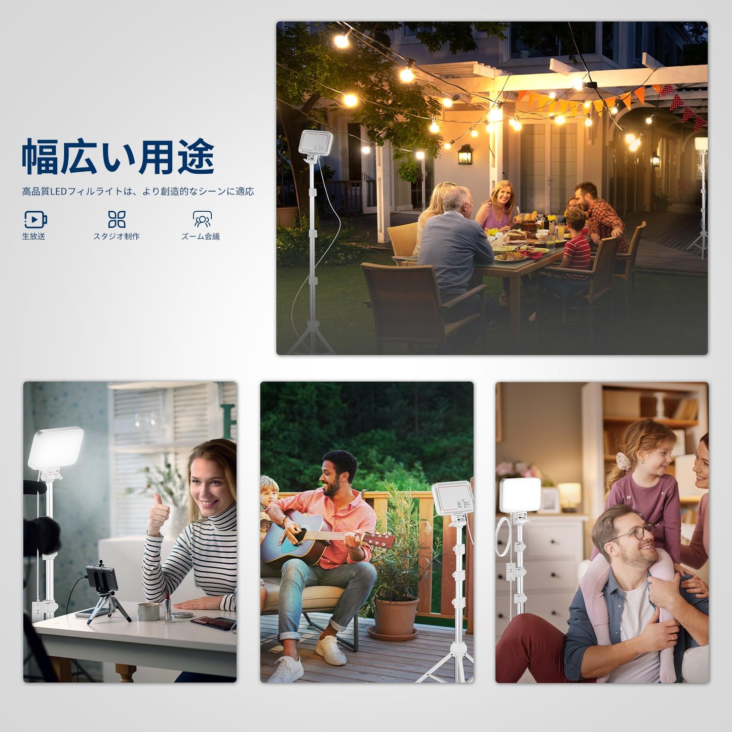 LEDビデオライトパネルライト 2セット デュアルカラー調光可能 小型ポータブル スタンドとフィルター付き USB 3200K~5600K CRI 95 750lux 撮影ライト 女優ライト 照明スタジオライト 写真撮影/ビデオ/ライブ放送 ホワイト