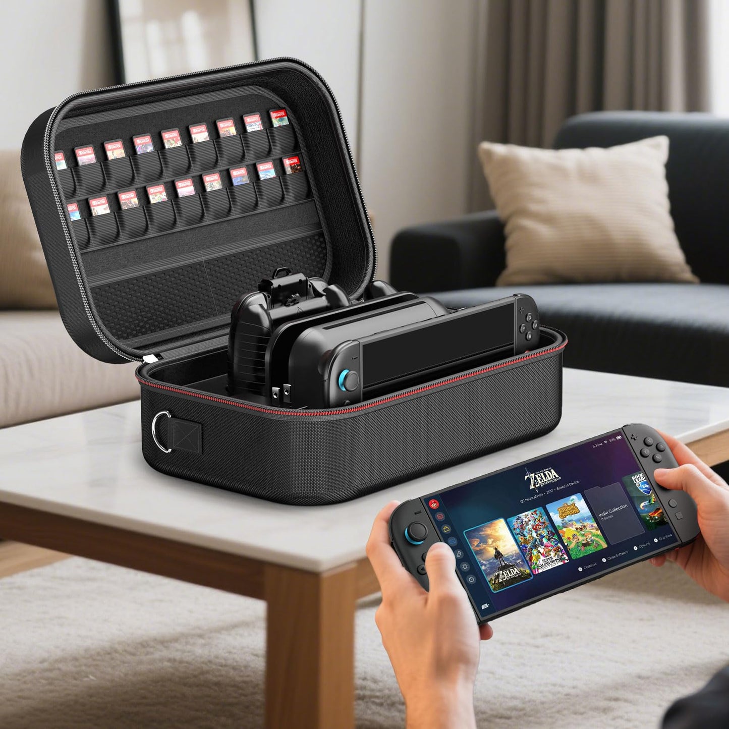 保護ケース HEYSTOP Switch 2 スイッチ2 保護ケース 耐衝撃 Joy-Con、充電ケーブル、イヤホンに対応 大容量収納 柔らかい裏地 EVA素材収納カバー