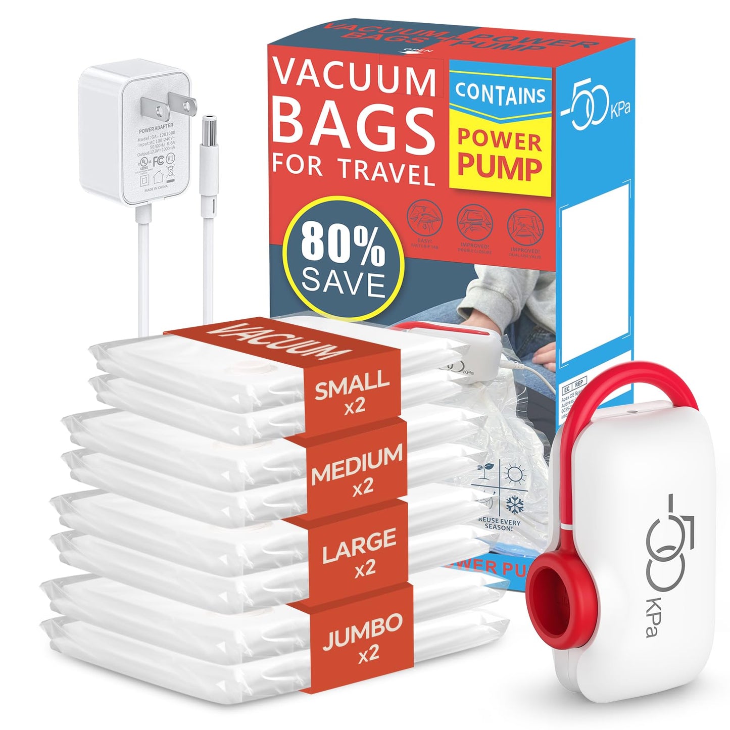 圧縮バッグ 旅行用 衣類圧縮バッグ 8枚 USB 電動ポンプ付き 40*40*3枚/40*50*3枚/40*60*2枚 衣類収納 真空収納バッグ USBポンプ 吸引器 収納バッグ 小物収納 消臭 防塵 防湿 防カビ 高密閉性 圧縮バッグ 収納圧縮バッグ 家庭用 引越し 出張 旅行