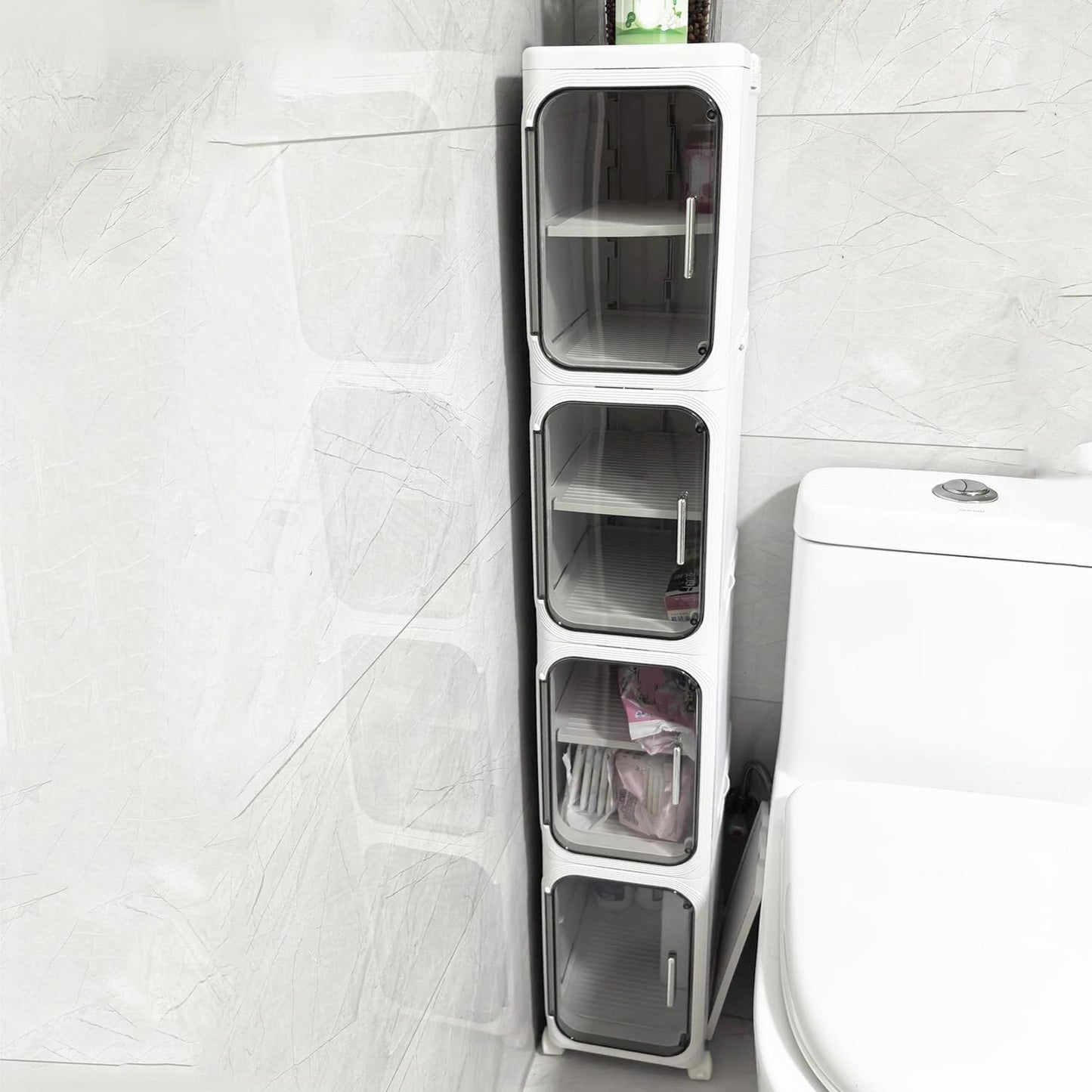 Vinnatsuスキマ収納 キッチンチェストすきま収納 キッチンワゴン スリム チェストスリムチェスト トイレ収納 キャスター付き 防塵 磁気吸収ドア 取っ手付き 組み立て式 工具不要調味料 食品 ペットボトル 小物 台所 洗面所 冷蔵庫横