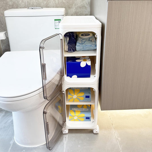 Vinnatsuスキマ収納 キッチンチェストすきま収納 キッチンワゴン スリム チェストスリムチェスト トイレ収納 キャスター付き 防塵 磁気吸収ドア 取っ手付き 組み立て式 工具不要調味料 食品 ペットボトル 小物 台所 洗面所 冷蔵庫横