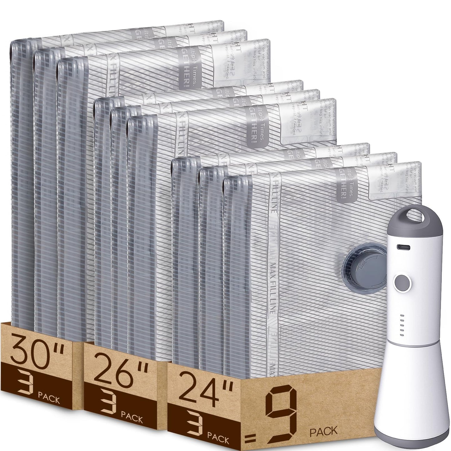 圧縮バッグ 旅行用圧縮バッグ 衣類圧縮バッグ 掃除機不要 充電式 人気 9点パック 40*50*3枚/40*60*3枚/50*60*3枚 真空バッグ 再利用可能 省スペース収納バッグ 防水 防塵 消臭 防湿 防カビ 圧縮バッグ 高密閉性 アウトドア/収納/引越し/衣替え/出張/旅行用 真空収納 キルト 衣類 毛布 衣類 寝具 収納バッグ